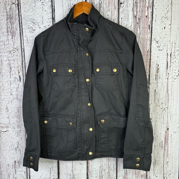 J. Crew Jackets & Blazers - J. Crew Size Small Relaxed Boyfriend Field Jacket Cotton Black Utility Zip Snap